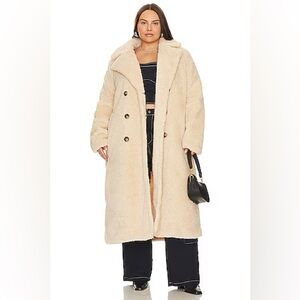 Remi X Revolve Ricky Coat Cream Sherpa Long Winter Jacket XL nwt